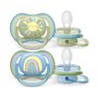 Set 2 suzete, Philips Avent, Ultra air, Ortodontice, Moi si flexibile, Silicon, Includ carcasa de depozitare, Fara BPA, 0-6 luni, Blue/Green - 1