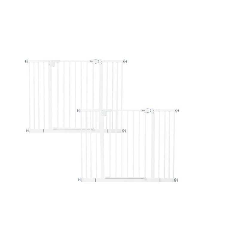Set 2 x Poarta siguranta, Qmini, Thor, 74 - 109.4 cm, Inchidere automata, Sistem dublu de blocare, Otel, Garantie extinsa:3 ani, ASTM1004 si EN1930-2011, Alb