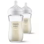 Set 2 x biberoane anticolici, Philips Avent, Din sticla, Natural Response, 240 ml, +1 luna + 4 x tetine cu debit 4 (mediu), 3 luni+ - 5