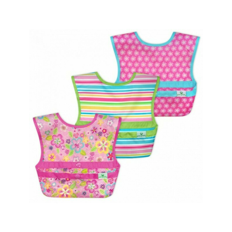 Set 3 bavetele easy wear snap'n go - green sprouts - flower field