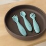 Set 3 lingurite, Petite&Mars, Take&Match, Din silicon, Diverse forme, Pentru supa, paste, alimente usoare, Dezvolta simturile si abilitatile senzoriale, Adecvate pentru masina de spalat vase, Fara BPA, 6 luni+, Bitter Cocoa, Maro - 4