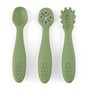 Set 3 lingurite, Petite&Mars, Take&Match, Din silicon, Diverse forme, Pentru supa, paste, alimente usoare, Dezvolta simturile si abilitatile senzoriale, Adecvate pentru masina de spalat vase, Fara BPA, 6 luni+,  Sweet Pea, Verde - 1