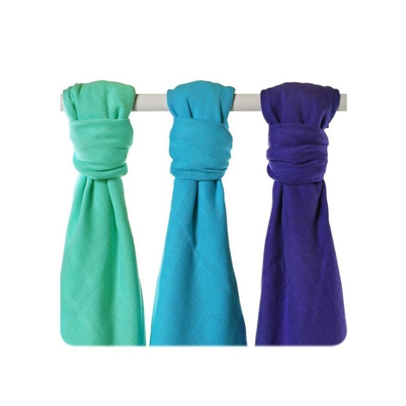 Xkko - set 3 museline din bambus 70x70cm, ocean mix