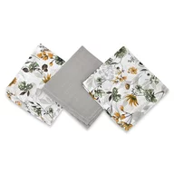 Set 3 museline, Qmini, Multifunctionale, Din bumbac certificat Oeko Tex Standard 100, 30x30 cm, Botanica si Grey