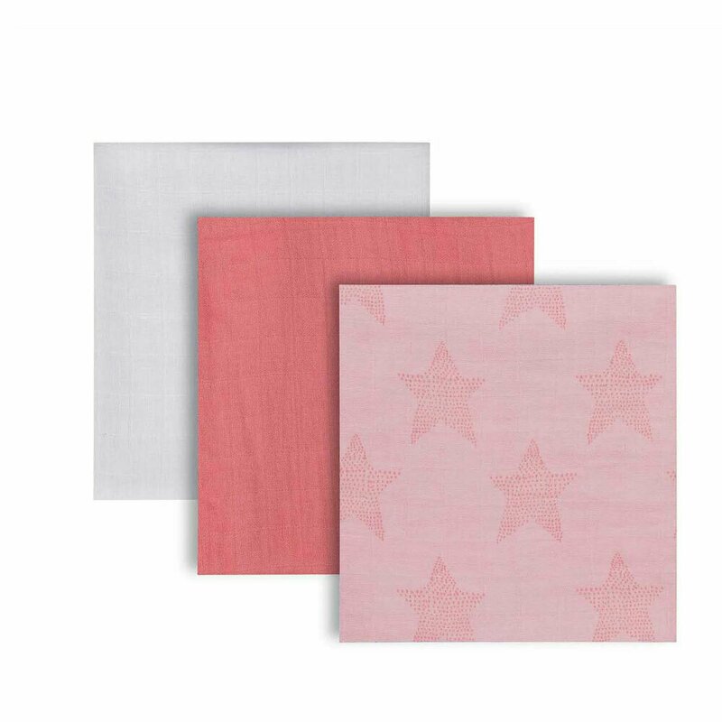 Clevamama - set 3 paturici de muselina roz 3539