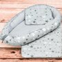 Set 3 piese, New Baby, Baby Nest, Cu paturica si pernuta, White/Grey stars - 3