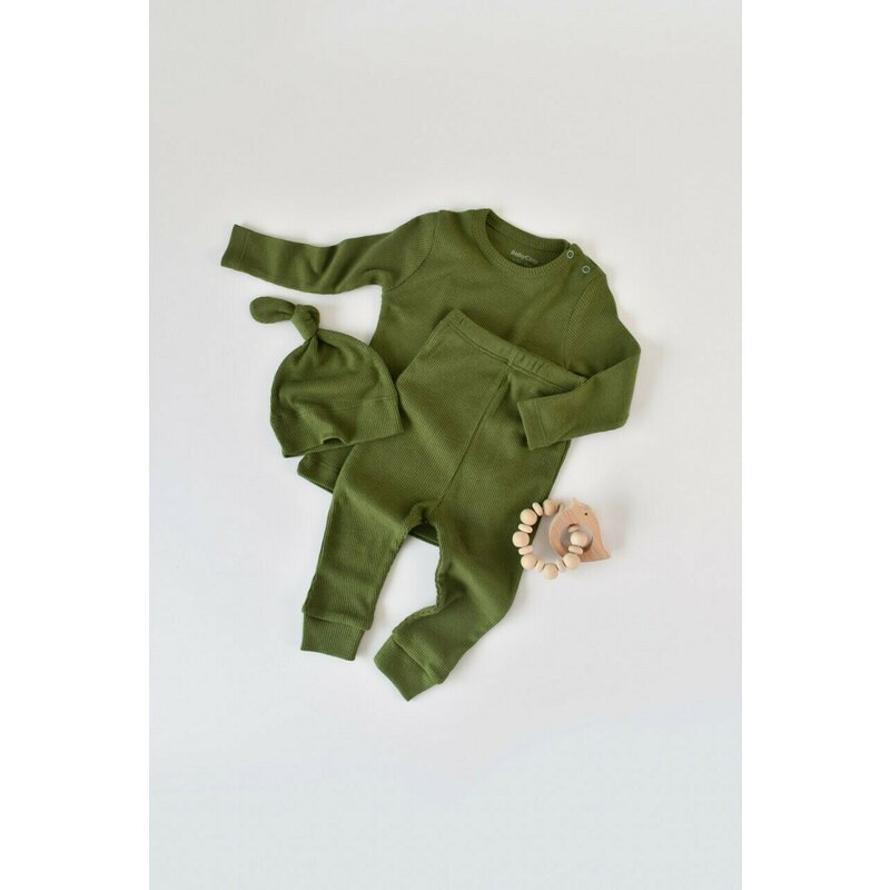 Babycosy - set 3 piese: bluzita cu maneca lunga, panataloni lungi si caciulita din bumbac organic si modal - verde, baby cosy (marime: 12-18 luni)