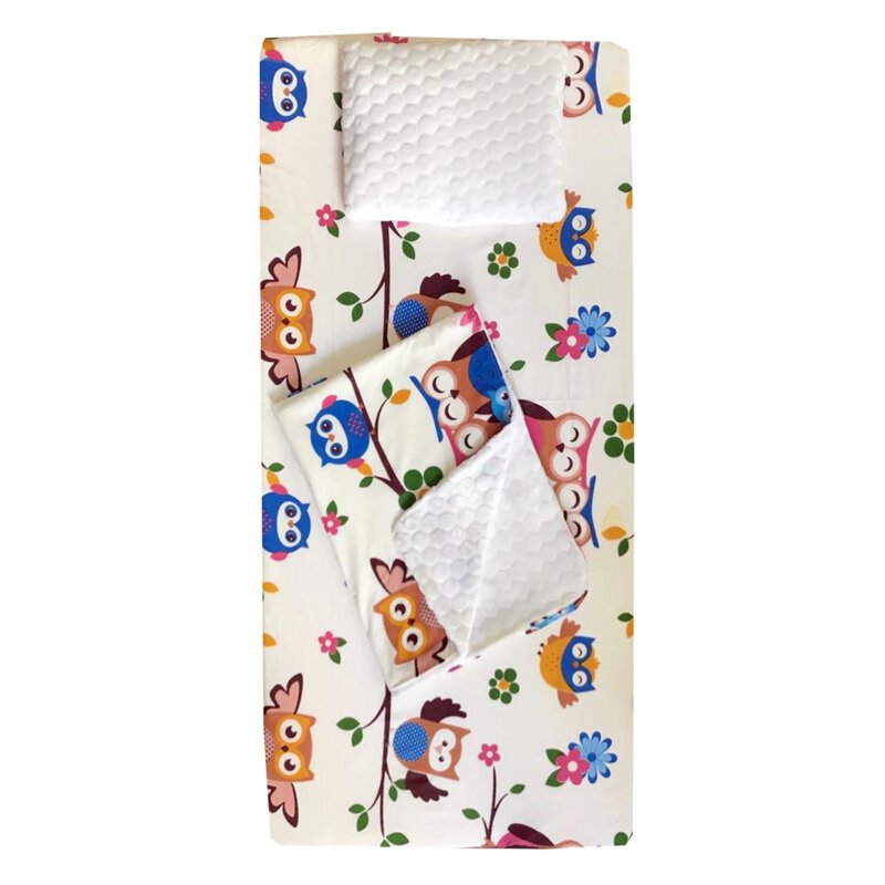 Deseda - set 3 piese de iarna paturica cu cearsaf si pernuta pentru pat 120x60 cm bufnite maro