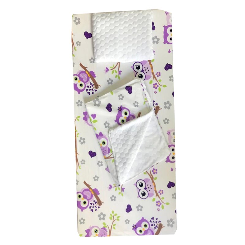 Deseda - set 3 piese de iarna paturica cu cearsaf si pernuta pentru pat 140x70 cm bufnite mov
