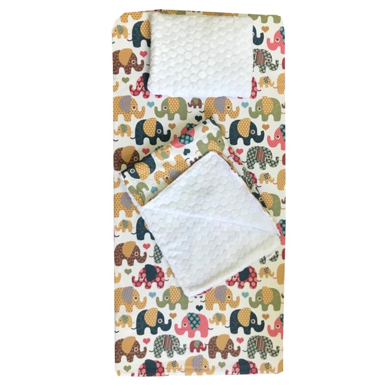 Deseda - set 3 piese de iarna paturica cu cearsaf si pernuta pentru pat 140x70 cm elefanti maro