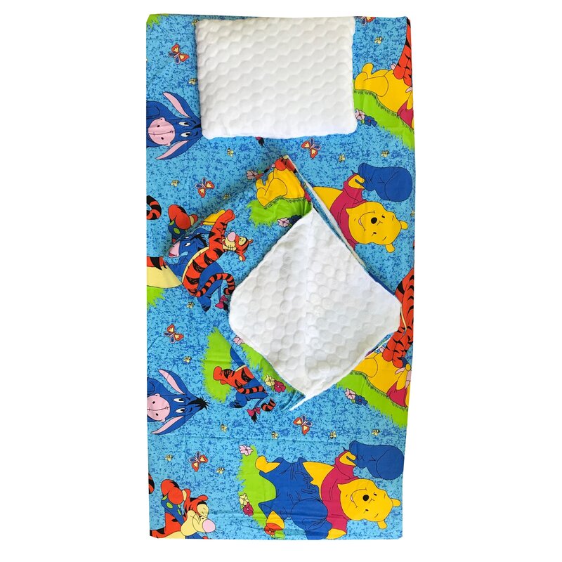 Deseda - set 3 piese de iarna paturica cu cearsaf si pernuta pentru pat 160x80 cm aiurila albastru