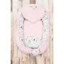 Set 3 piese, New Baby, Luxury, Baby Nest cu doua fete, Cu paturica si pernuta in forma de inima, Minky Bears Pink - 3