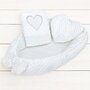 Set 3 piese, New Baby, Luxury, Baby Nest cu doua fete, Cu paturica si pernuta in forma de inima, Minky Heart White - 3