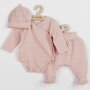 Set 3 piese, New Baby, Include body cu maneca lunga, pantalonasi cu botosei, caciulita, Marime 50, Din bumbac 100%, I am Pink - 1