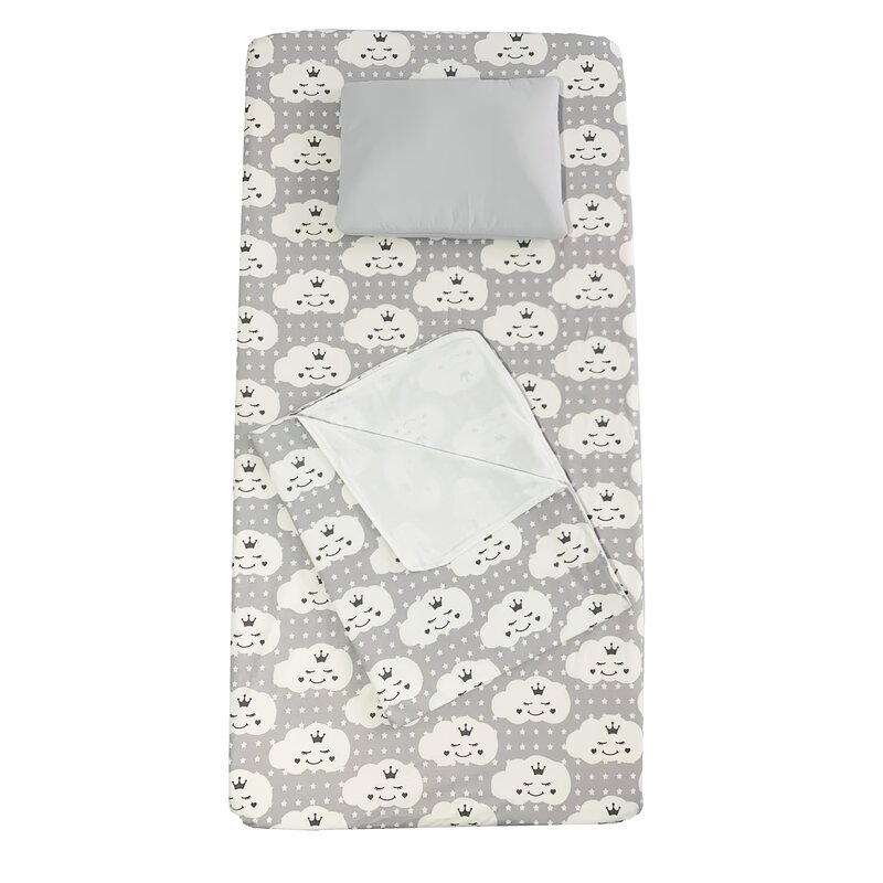 Deseda - set 3 piese pat 140x70 cm cu cearsaf paturica si perna norisori zambareti gri