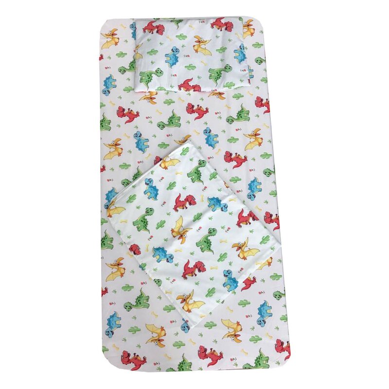 Deseda - set 3 piese paturica cu cearsaf si pernuta 140x70 cm dinozauri