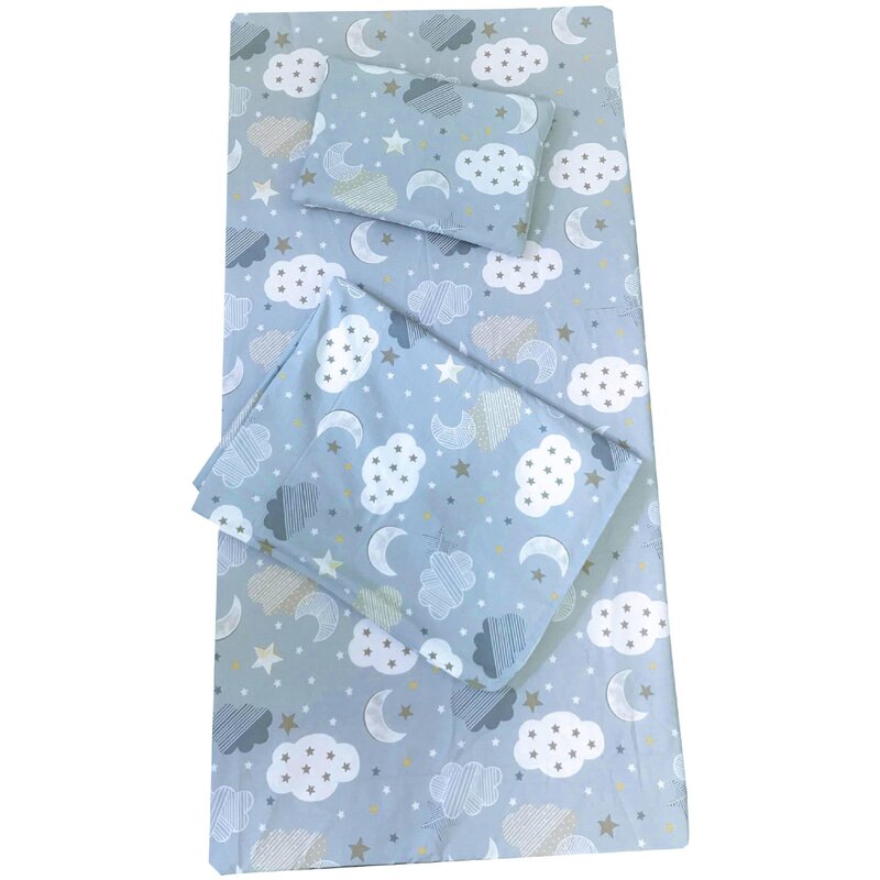 Deseda - set 3 piese paturica cu cearsaf si pernuta 140x70 cm norisori albastrii
