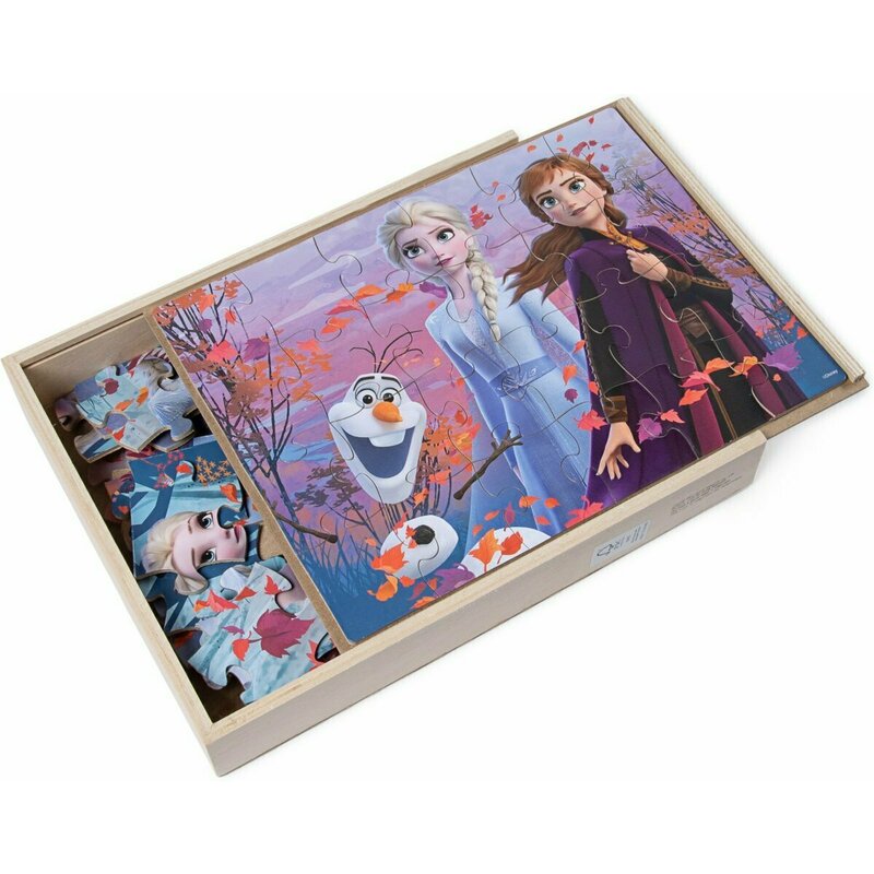 Spin master - puzzle din lemn frozen 2 , puzzle copii, 3 in 1, piese 72, multicolor