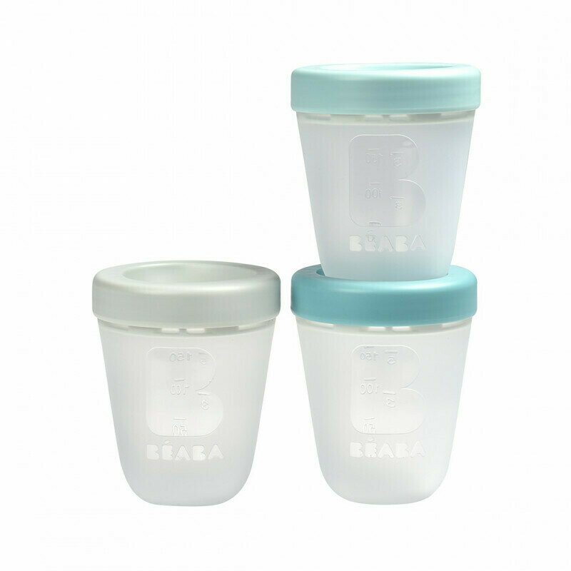 Beaba - set 3 recipiente din silicon 200 ml, jungle