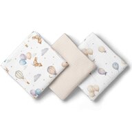 Set 3 scutece, Bocioland, Din muselina, Hipoalergenice, Dimensiune 70 x 70 cm, Beige