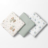 Set 3 scutece, Bocioland, Din muselina, Hipoalergenice, Dimensiune 70 x 70 cm, Green
