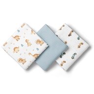 Set 3 scutece, Bocioland, Din muselina, Hipoalergenice, Dimensiune 70 x 70 cm, Blue