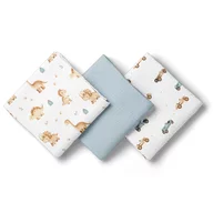 Set 3 scutece, Bocioland, Din muselina, Hipoalergenice, Dimensiune 70 x 70 cm, Blue