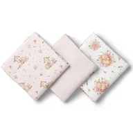 Set 3 scutece, Bocioland, Din muselina, Hipoalergenice, Dimensiune 70 x 70 cm, Pink