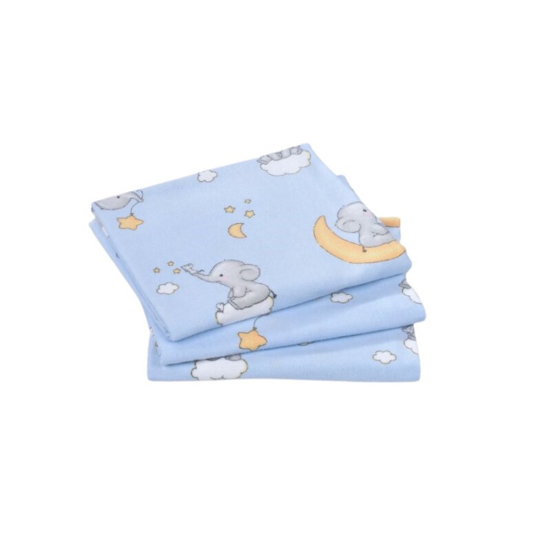Paturica fermecata - set 3 scutece finet moale si fin model elefantei blue bumbac 100% 80x80 cm