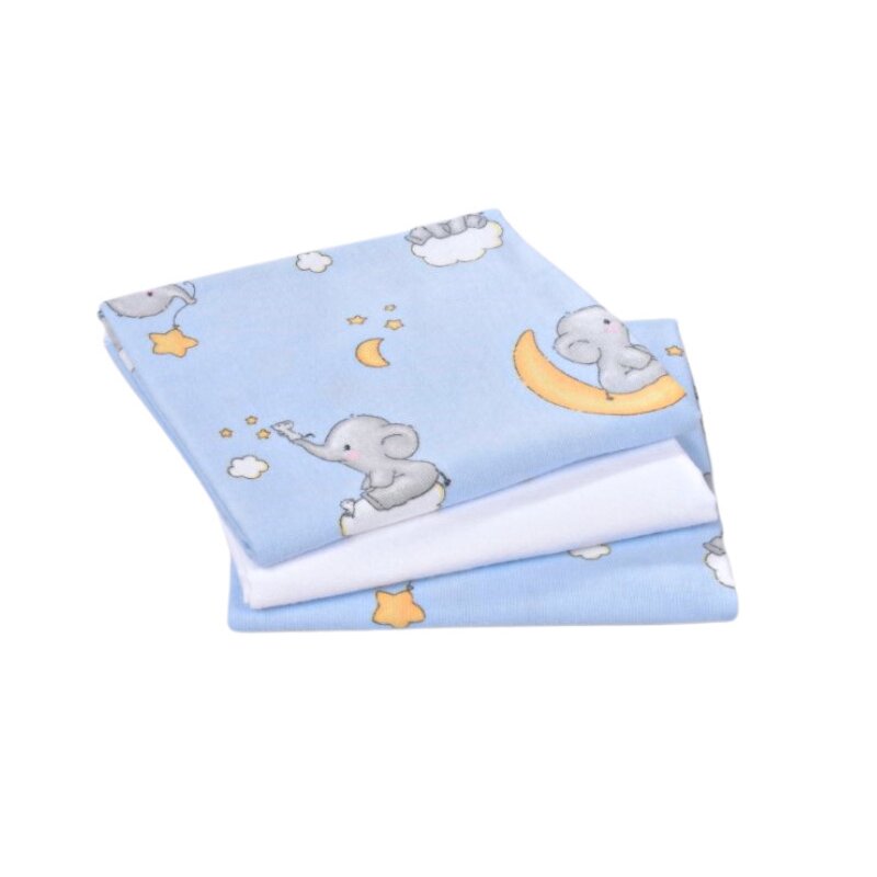 Paturica fermecata - set 3 scutece finet moale si fin model elefantei blue white bumbac 100% 80x80 cm