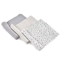 Set 3 scutece, Jane, Din muselina de bambus, Hipoalergenice, 80 x 80 cm, Star
