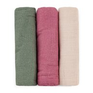 Set 3 scutece, Petite&Mars, Moussy, Din muselina de bambus, Hipoalergenice, 68 x 68 cm, Certificate Oeko Tex Standard 100, Botanic Tones