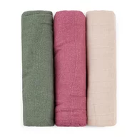 Set 3 scutece, Petite&Mars, Moussy, Din muselina de bambus, Hipoalergenice, 68 x 68 cm, Certificate Oeko Tex Standard 100, Botanic Tones