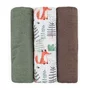 Set 3 scutece, Petite&Mars, Moussy, Din muselina de bambus, Hipoalergenice, 68 x 68 cm, Certificate Oeko Tex Standard 100, Forest Fox