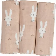 Set 3 scutece terta, Bubaba, Din bumbac, 80x80 cm, Beige Bunnies