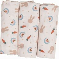 Set 3 scutece terta, Bubaba, Din bumbac, 80x80 cm, Carrots and Rainbow