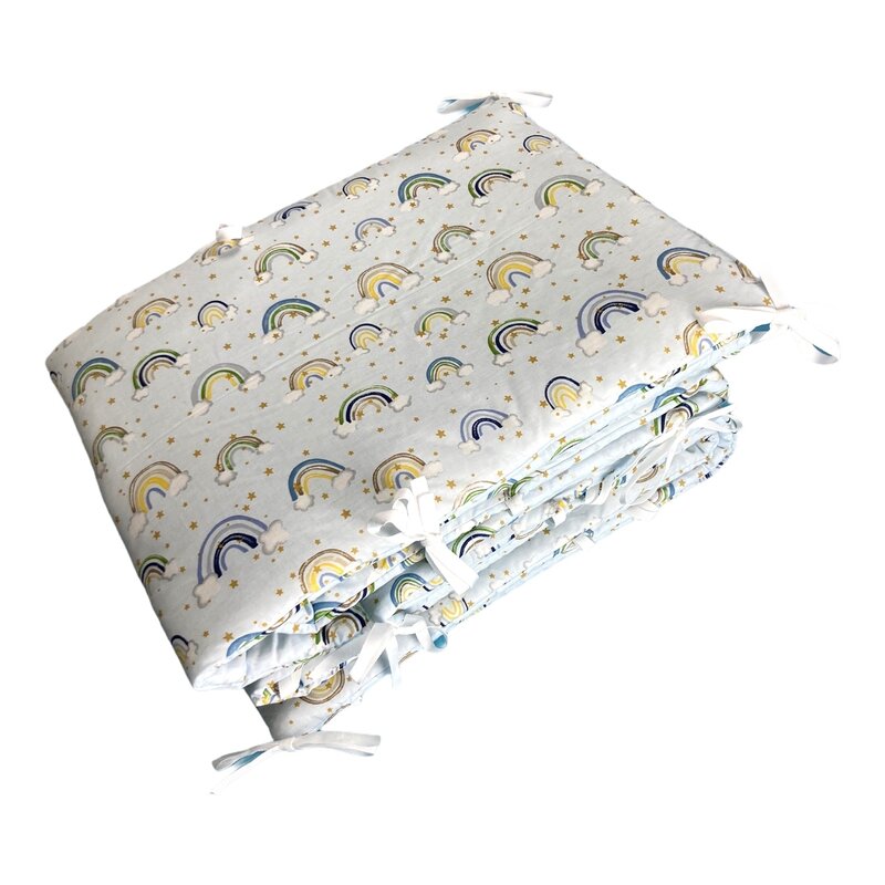 Deseda - set 4 aparatori laterale pufoase h35 pat 120x60 cm curcubeu albastru
