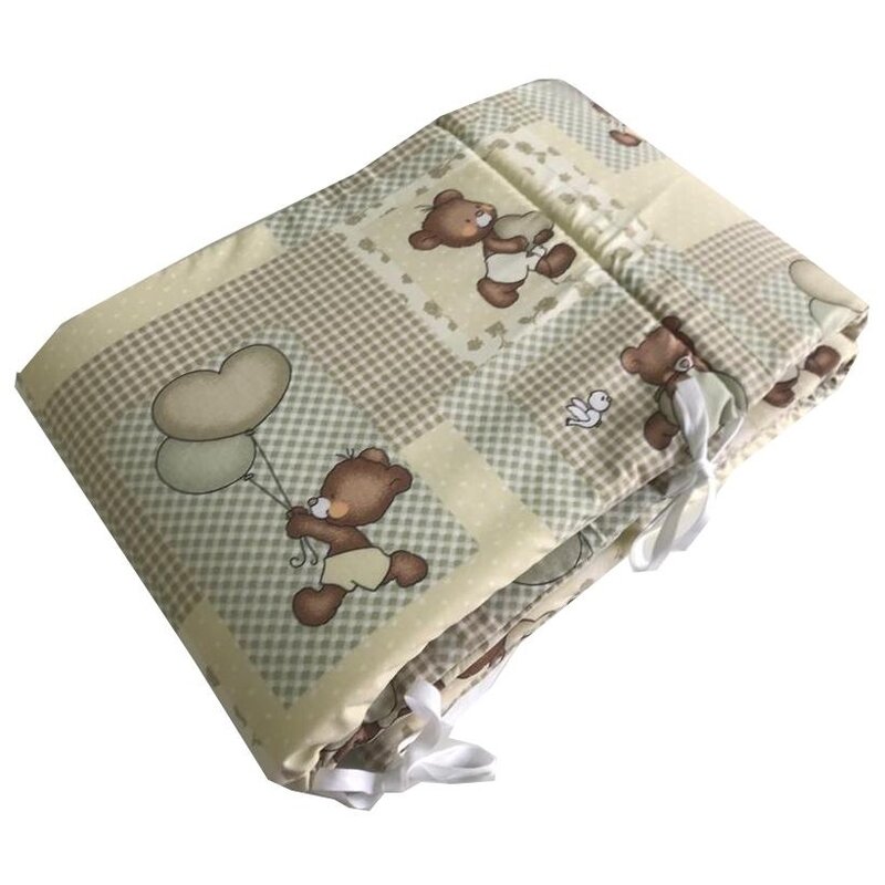 Deseda - set 4 aparatori protectii laterale pat pufoase 120x60 cm h39cm ursi in carouri bej