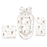 Set 4 in 1 Cosulet bebelus, MimiNu, Baby Cocoon 75x55 cm, Husa bumbac, Din bumbac certificat Oeko Tex Standard 100, Cu paturica 50x70 cm, Cu salteluta, Cu perna fluture, Fairy