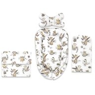 Set 4 in 1 Cosulet bebelus, MimiNu, Baby Cocoon 75x55 cm, Husa bumbac, Din bumbac certificat Oeko Tex Standard 100, Cu paturica 50x70 cm, Cu salteluta, Cu perna fluture, Savanna