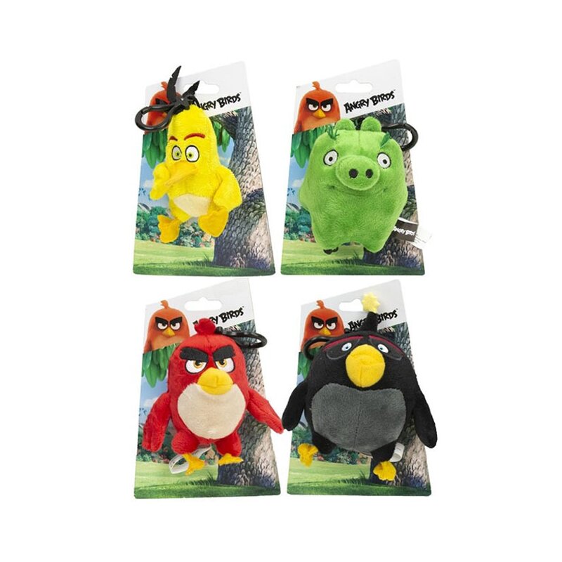 Jucarii De Plus Mari 4 Play by play - Set 4 jucarii din plus cu breloc, Angry Birds, 9 cm