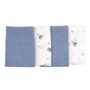 Set 4 lavete, Bubaba, Din muselina, Dimensiune 40x40 cm, Pentru spalarea si ingrijirea fetei si a corpului bebelusului dupa masa sau baita, Blue - 1