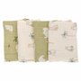 Set 4 lavete, Bubaba, Din muselina, Dimensiune 40x40 cm, Pentru spalarea si ingrijirea fetei si a corpului bebelusului dupa masa sau baita, Green/Beige - 1