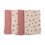 Set 4 lavete, Bubaba, Din muselina, Dimensiune 40x40 cm, Pentru spalarea si ingrijirea fetei si a corpului bebelusului dupa masa sau baita, Pink