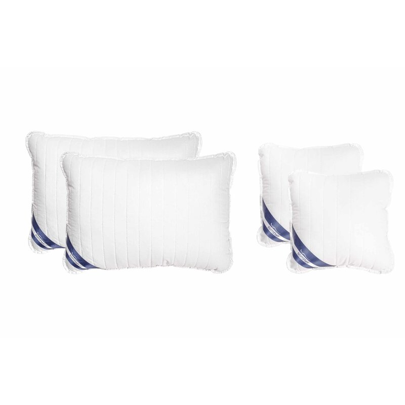 Somnart - set 4 perne policotton alb (2 perne 50x70 + 2 perne 40x40), model linii drepte