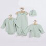 Set 4 piese, New Baby, Include bluza, body cu maneca lunga, salopeta fara maneci, caciulita, Marime 56, Din bumbac 100%, I am Mint - 1