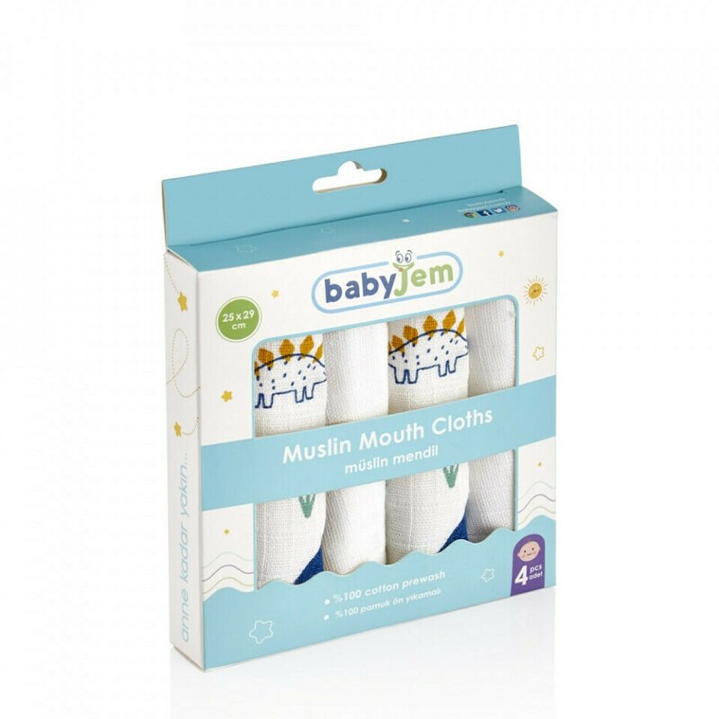 Babyjem - set 4 prosopele din muselina 25x29 cm (model: inele colorate)