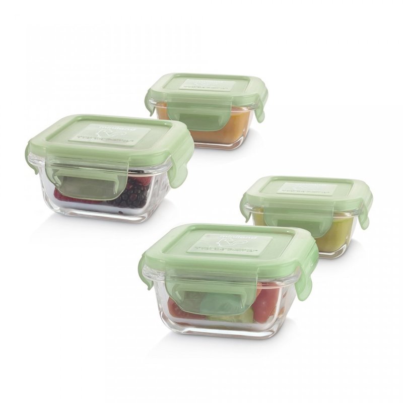 Miniland baby - set 4 recipiente din sticla 160 ml chip