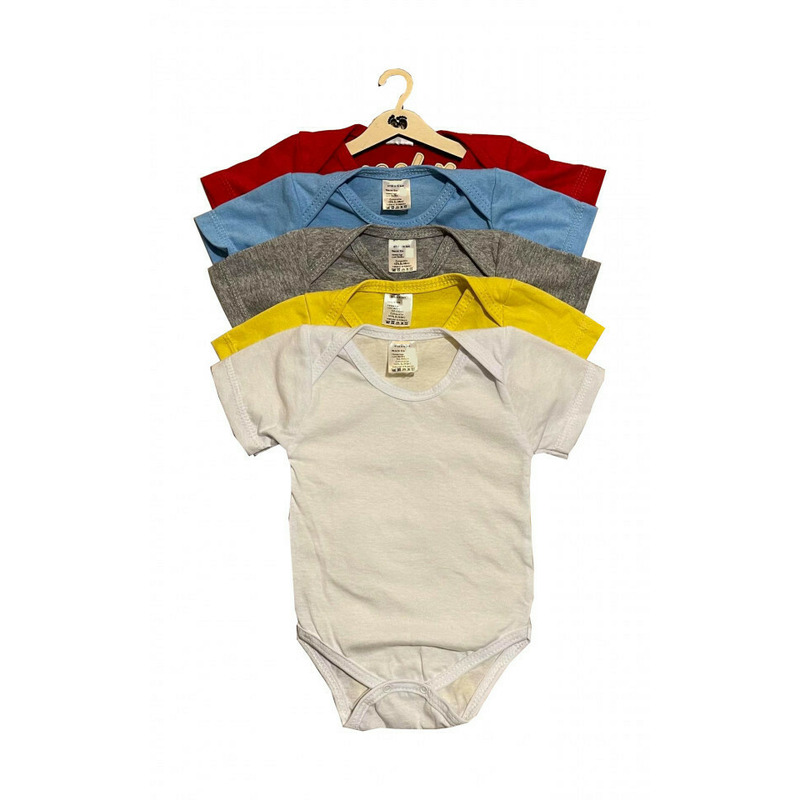 Set 5 body-uri din bumbac cu maneca scurta color mix 2 (marime: 3-6 luni)