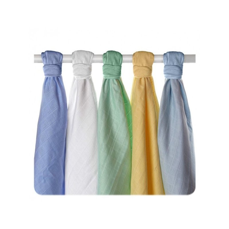 Xkko - set 5 museline din bumbac organic 70x70cm, old times boys pastels